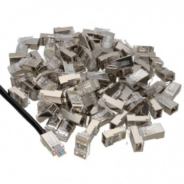 Pass Through Shielded RJ45 Plugs Crimps for Cat5e/Cat6 Ethernet Cable [100 Pack]