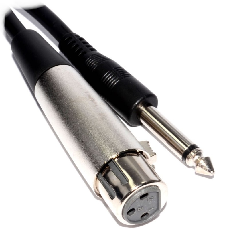 Cable de audio micrófono XLR 3pin a jack 6.3mm M/M de 1m