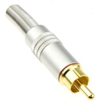 RCA Phono Solder Plug Gold All-Metal Contacts for Audio Cables RED