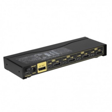 4 Port DisplayPort KVM Switcher Box 4K 60Hz with Cables & Remote Control Metal