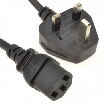 Power Cord UK Plug to IEC Cable (PC Mains Lead) C13   0.5m 50cm
