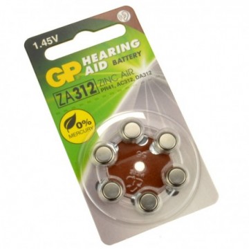 GP Hearing Aid Batteries ZA312 (PR41) Brown 1.4V 125mAh 3.6x7.9mm