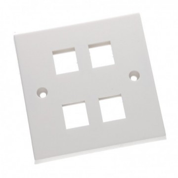 Aura Single Gang Quad Keystone Faceplate for 4 x Modules White