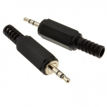 2.5mm Solder Stereo Jack Terminal Cable End Plug Nickel Plated [2 Pack]