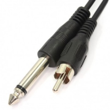 6.35mm Mono Jack Plug to RCA Phono Plug Cable Nickel Connectors 3m
