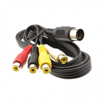 5 Pin Din 180 Degree to 4 x RCA Phono Female Sockets Red Cable 1.2m