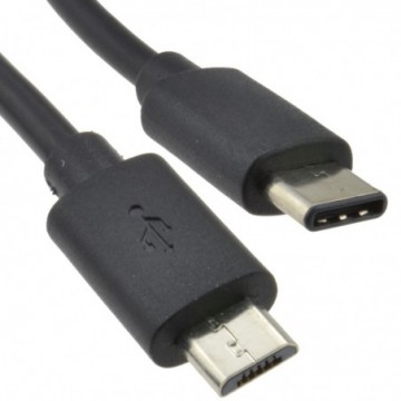 USB Type C Male Plug to Micro B Data Sync & Charge Cable Black 1m