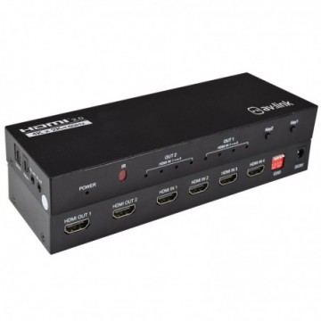 4K HDMI 2.0 Matrix 4x2 Splitter Swicth 4 Devices to 2 Displays With Audio Out