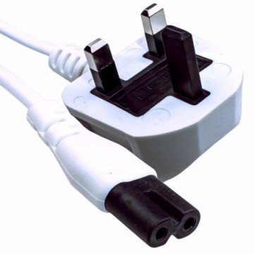 Figure 8 Power Cable UK Plug to C7 Lead for LED or Smart TV White 1m