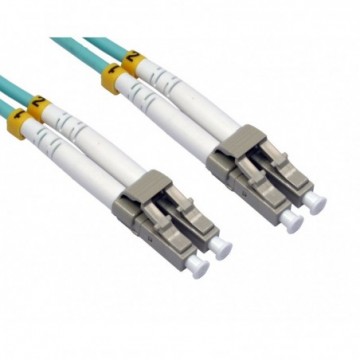 OM3 Aqua Fibre Optic LC LC Duplex MM 50 125 Patch LSZH Cable  1m