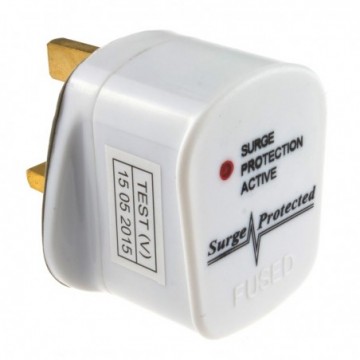 Rewireable SURGE PROTECTED 3 Pin UK Mains Plug Fitted 3A Amp Fuse White