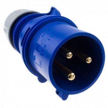 3 Pin 32A 230V 3 Pole CEE Industrial Plug (Generator/Welder) IP44 Blue