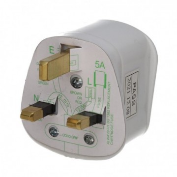 Rewireable SURGE PROTECTED 3 Pin UK Mains Plug Fitted 5A Amp Fuse White