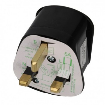Rewireable SURGE PROTECTED 3 Pin UK Mains Plug Fitted 5A Amp Fuse Black