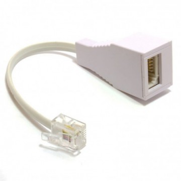 RJ11 4 Wire to BT Telephone Female Socket Virgin To UK Adapter 6P4C 10cm