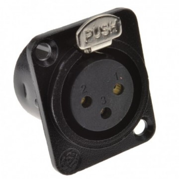 XLR Socket Microphone Chassis Panel Mount D-Series Solder Terminal Black Metal
