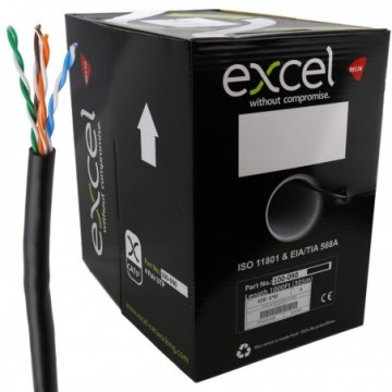 Excel External Copper Cat5e Network Cable U/UTP Outdoor Euroclass Fca 305m Black