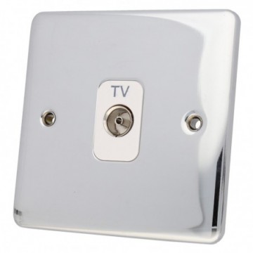 DETA VE1264CHW TV Socker Isolated Female Wall Faceplate Chrome White Insert