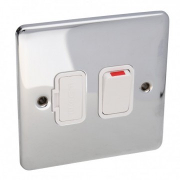 DETA VE1370CHW Switched Fuse Spur 13A Wall Faceplate Chrome White