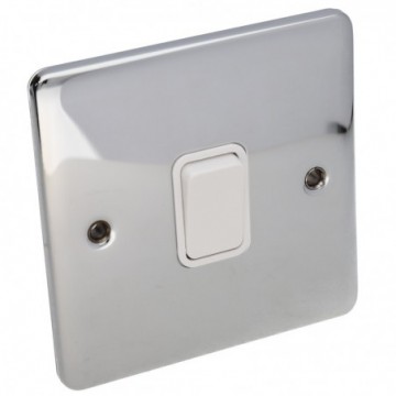 DETA VE1246CH Single Intermediate Light Switch 10A Wall Faceplate Chrome White