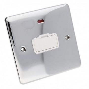 DETA VE1361CHW Un-Switched Fuse Spur 13A Neon Wall Faceplate Chrome White