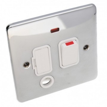 DETA VE1373CHW Switched Fuse Spur 13A with Flex Outlet Faceplate Chrome White