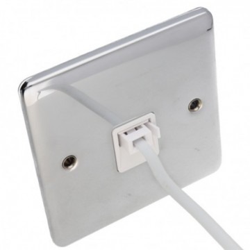 DETA VE1352CHW 1G Master BT Telephone Socket Primary Wall Faceplate Chrome White