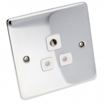DETA VE1331CHW Single 5A Round Plug Power Outlet Wall Faceplate Chrome White