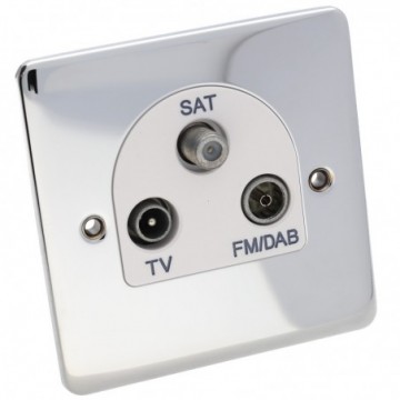 DETA VE1340CHW TV Aerial RF/Satellite F & DAB/FM Wall Faceplate Chrome White