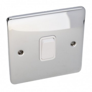 DETA VE1203CHW 1G Single Gang Light Switch 10A 2 Way Wall Faceplate Chrome White