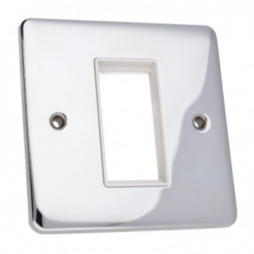 DETA VE1421CHW 1G Single Euro Module Insert Wall Faceplate Chrome White