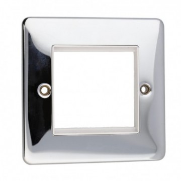 DETA VE1422CHW 2G Double Euro Module Insert Wall Faceplate Chrome White