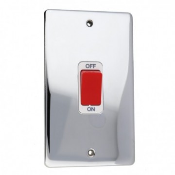 DETA VE1301CHW Cooker Switch 50A Tall Double Pole Wall Faceplate Chrome
