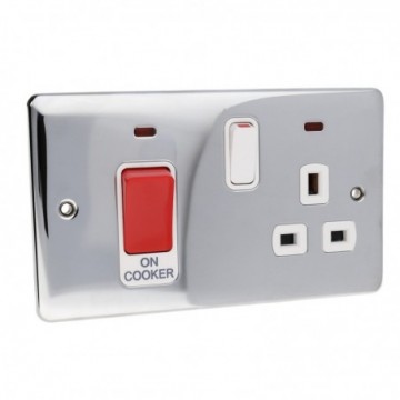 DETA VE1302PCHW Cooker Control Unit 45A with Mains Socket Faceplate Chrome