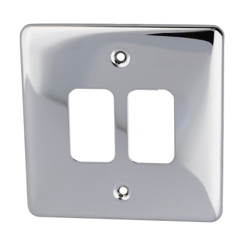 DETA G2802CH 2G Grid 2 Switch Outlet Single Plate Wall Slimline Faceplate Chrome DETA G2802CH 2G Grid 2 Switch Outlet Single Plate Wall Slimline Faceplate Chrome