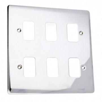 DETA G2805CH 6G Grid 6 Switch Outlet 150x150mm Plate Wall Faceplate Chrome