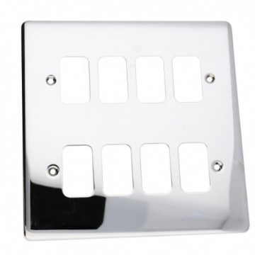 DETA G2806CH 8G Grid 8 Switch Outlet 150x150mm Plate Wall Faceplate Chrome