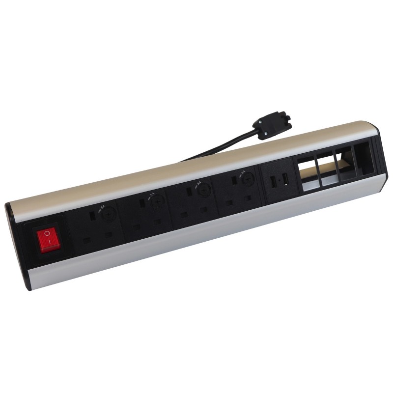 Excel Desktop Bench Table Mountable PDU 4x UK Sockets & 2x USB Ports Power 4x6C Excel Desktop Bench Table Mountable PDU 4x UK Sockets & 2x USB Ports Power 4x6C