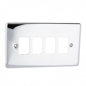 DETA G2804CH 4G Grid 4 Switch Outlet Single Plate Wall Faceplate Chrome