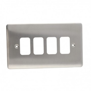 DETA G2804SS 4G Grid 4 Switch Outlet Single Plate Wall Faceplate Stainless Steel