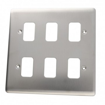 DETA G2805CH 6G Grid 6 Switch Outlet 150x150mm Plate Wall Stainless Steel