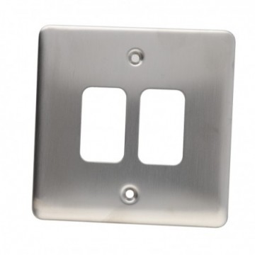 DETA G2802SS 2G Grid 2 Switch Outlet Single Plate Wall Faceplate Stainless Steel