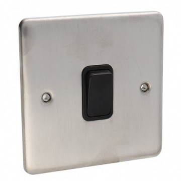 DETA VE1203SSB 1G Single Gang Light Switch 10A 2 Way Faceplate Stainless Steel