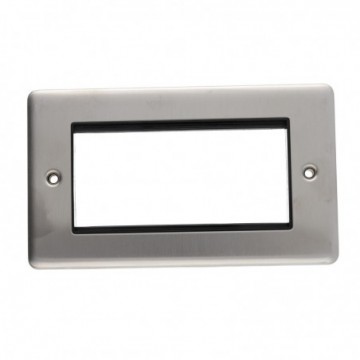 DETA VE1424SSB 4G Quad Euro Module Insert Wall Faceplate Stainless Steel