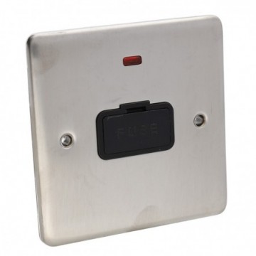 DETA VE1361SSB Un-Switched Fuse Spur 13A Neon Wall Faceplate Stainless Steel