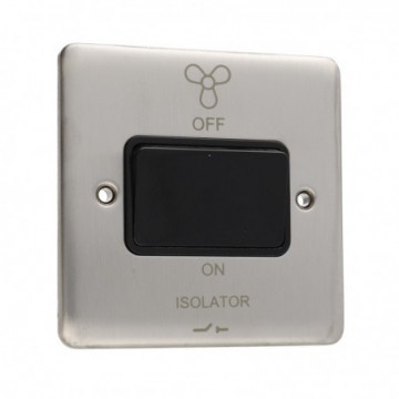 DETA VE1247SSB Fan Isolator Switch 3 Pole 10A Wall Faceplate Stainless Steel