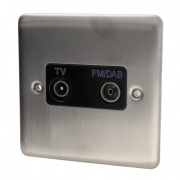 DETA VE1265SSB TV Aerial/Freeview RF & DAB/FM Wall Faceplate Stainless Steel