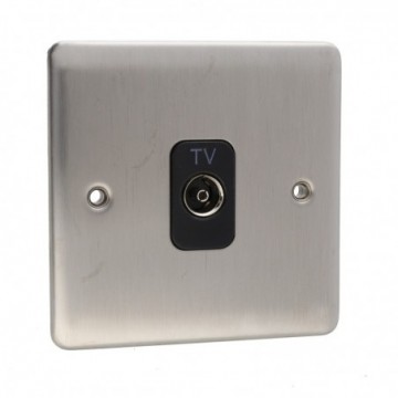 DETA VE1264SSB TV Socker Isolated Female Wall Faceplate Stainless Steel