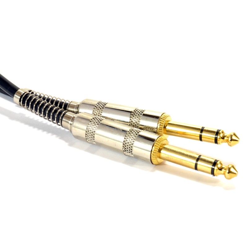 GOLD Stereo/Balanced Jack 6.35mm Metal Plugs Cable Lead Black 3m