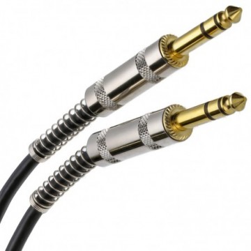 GOLD Stereo/Balanced Jack 6.35mm Metal Plugs Cable Lead Black  1m